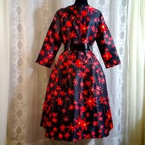 Yishiqi Women's Coral Red Floral Dress Size XL, Belt not included